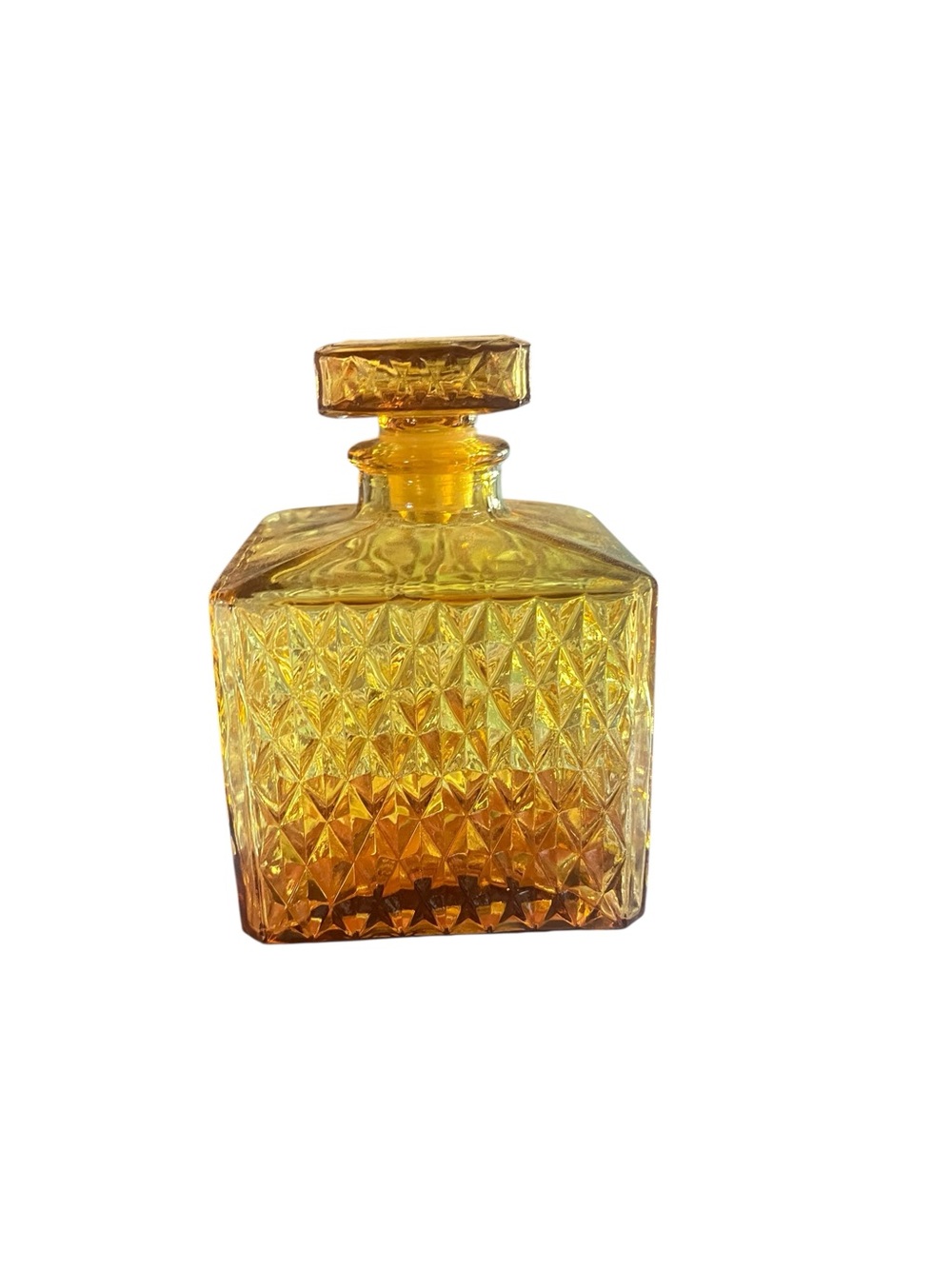 Amber Cut-Glass Square Decanter - Home Accents